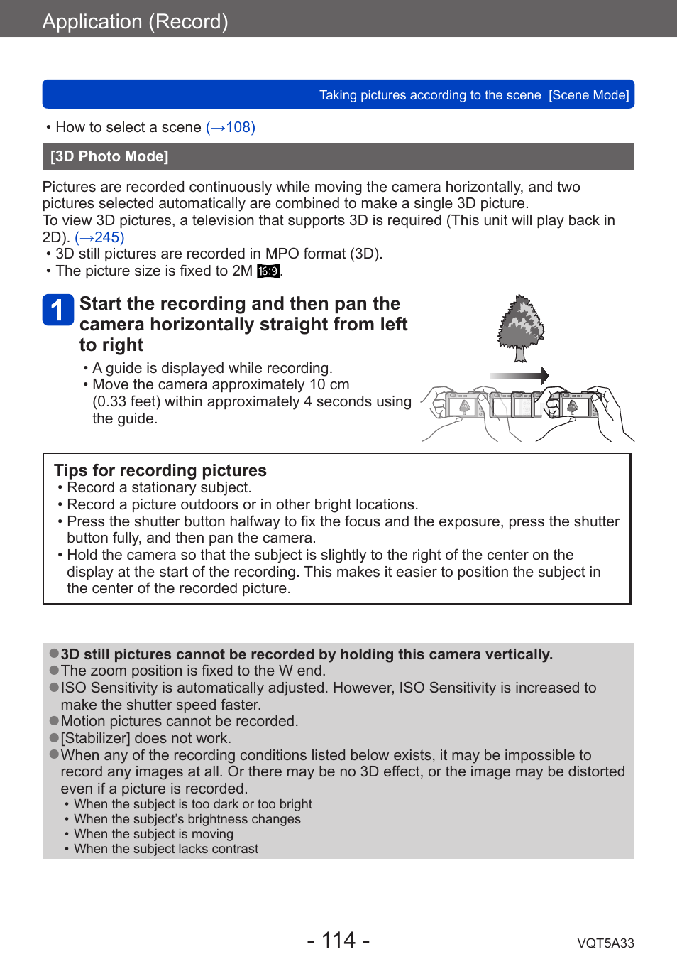 3d photo mode, Application (record) | Panasonic DMC-LF1W User Manual | Page 114 / 285