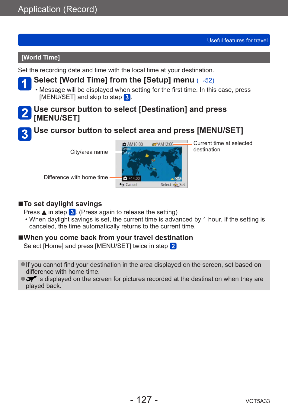 World time, Application (record) | Panasonic DMC-LF1W User Manual | Page 127 / 285