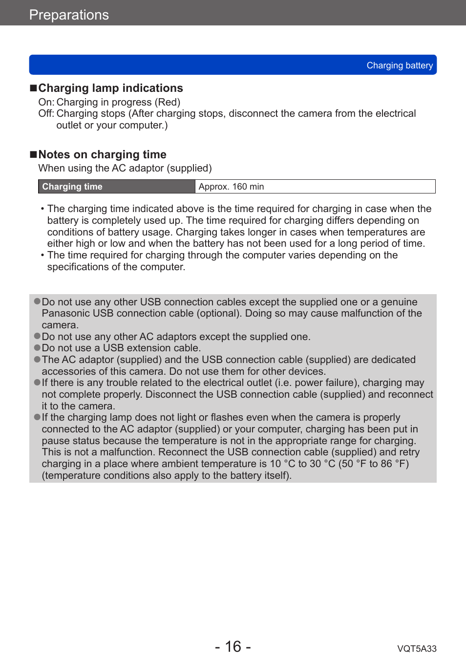 Preparations | Panasonic DMC-LF1W User Manual | Page 16 / 285