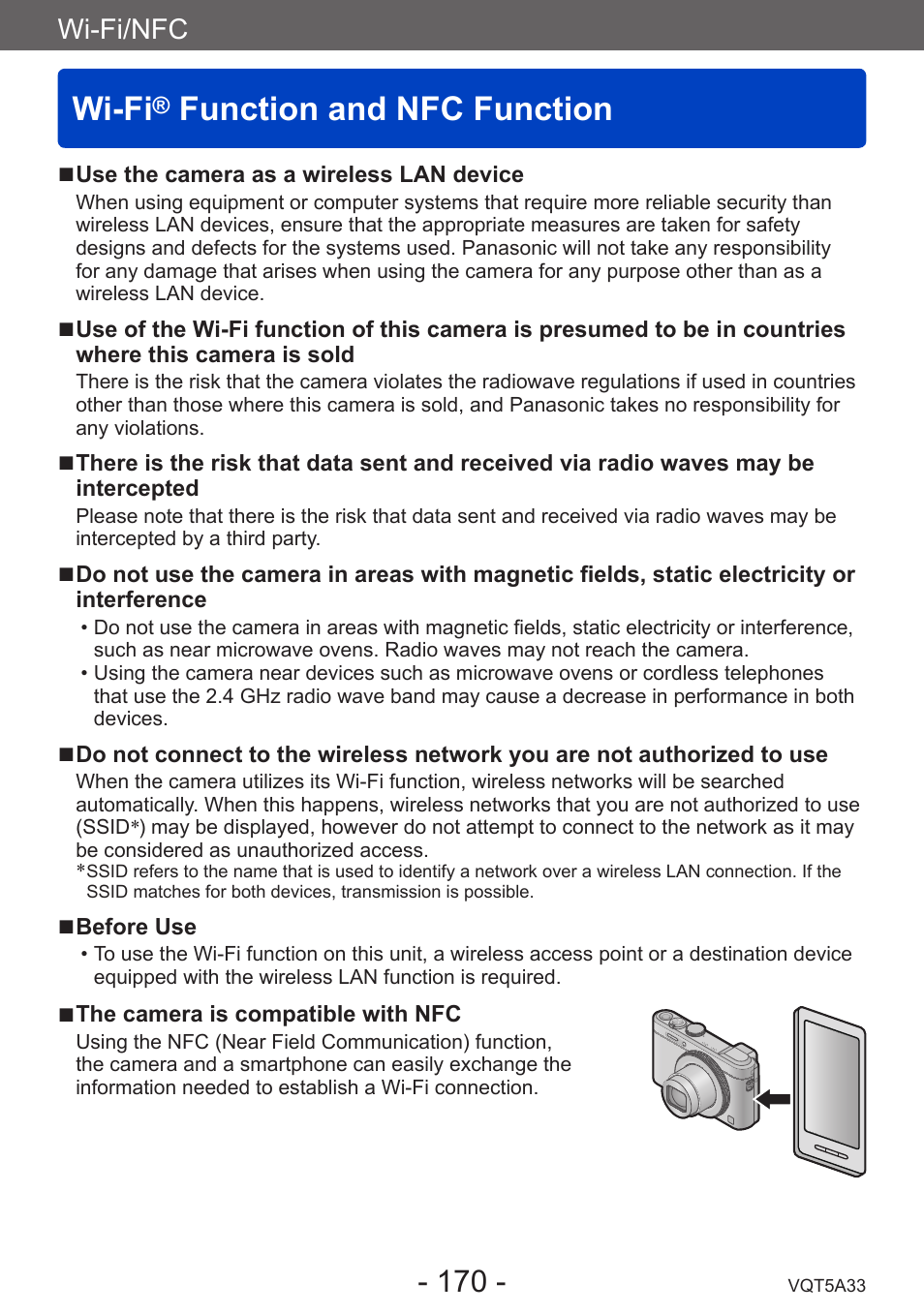 Wi-fi/nfc, Wi-fi® function and nfc function, Wi-fi | Function and nfc function | Panasonic DMC-LF1W User Manual | Page 170 / 285
