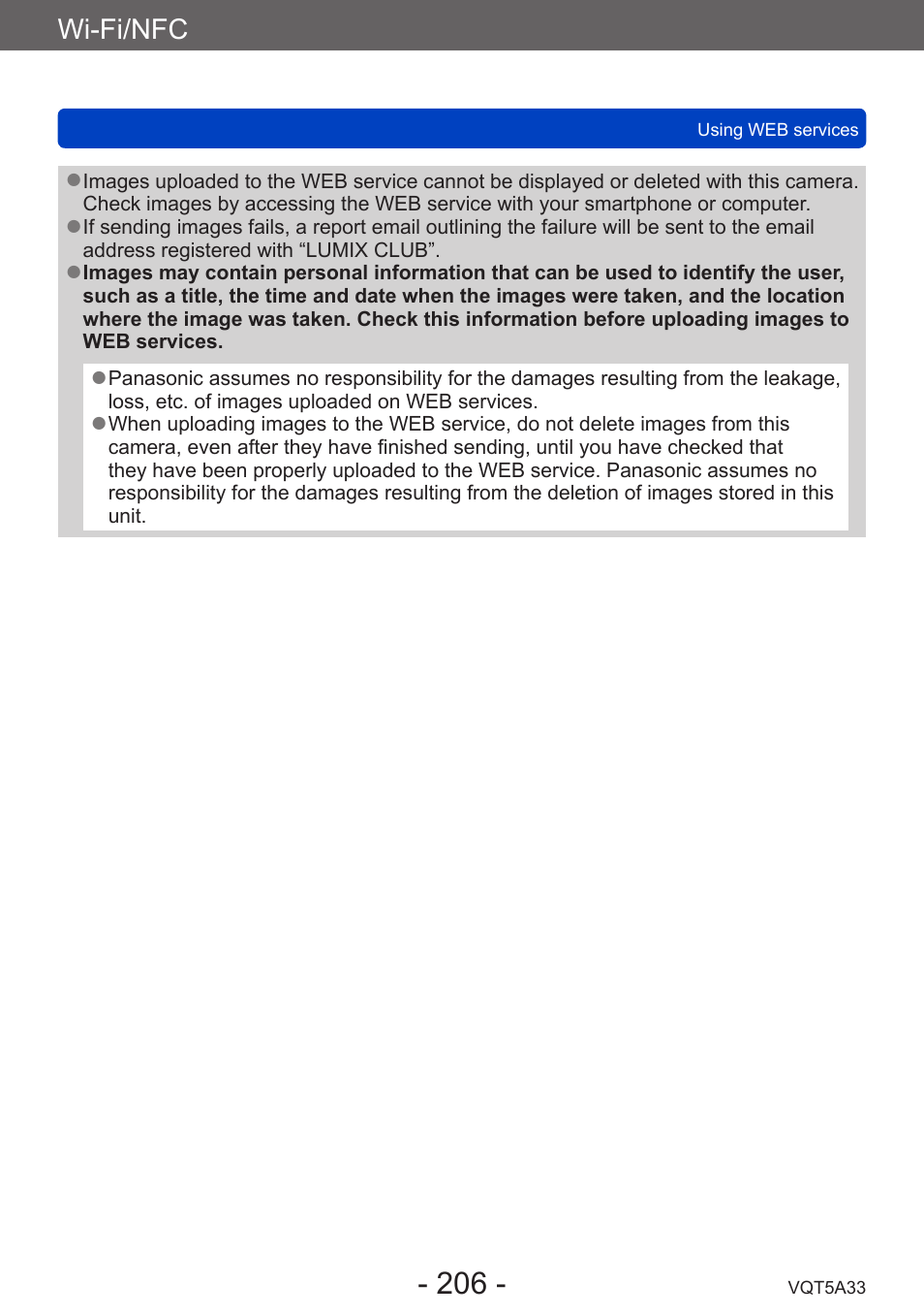 Wi-fi/nfc | Panasonic DMC-LF1W User Manual | Page 206 / 285