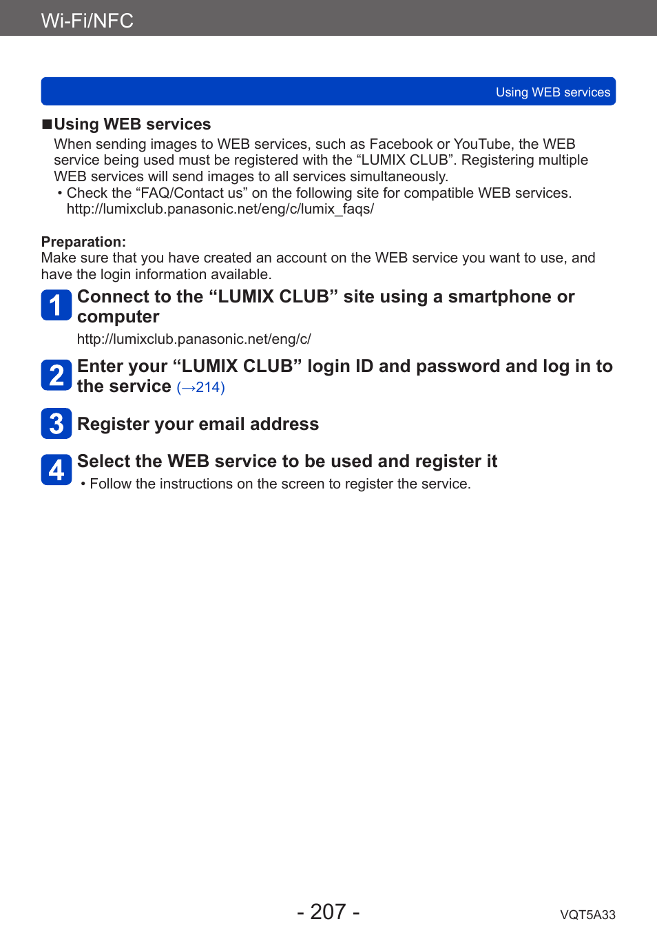 Wi-fi/nfc | Panasonic DMC-LF1W User Manual | Page 207 / 285