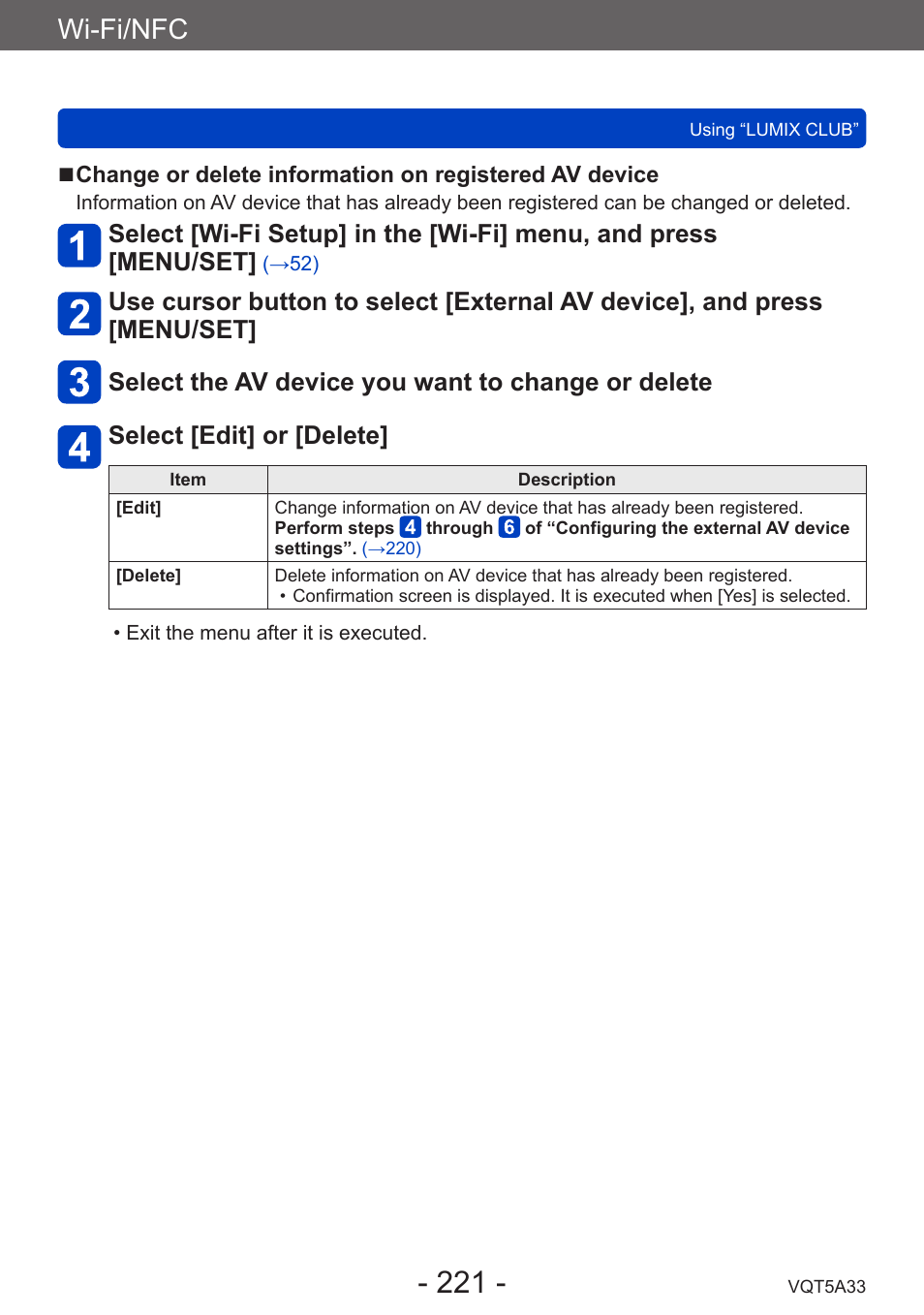 Wi-fi/nfc | Panasonic DMC-LF1W User Manual | Page 221 / 285