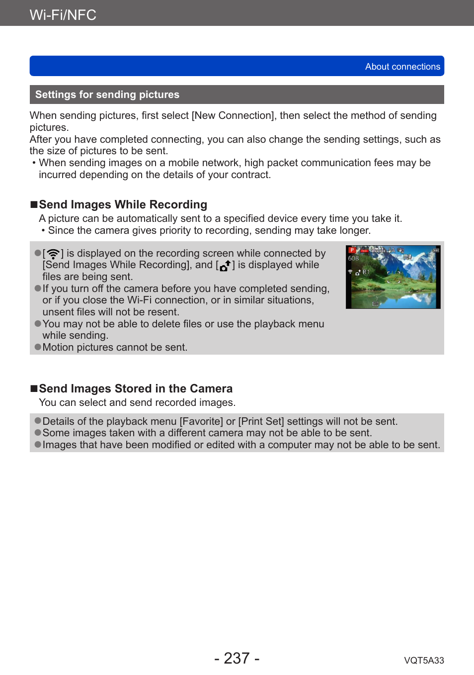 Settings for sending pictures | Panasonic DMC-LF1W User Manual | Page 237 / 285