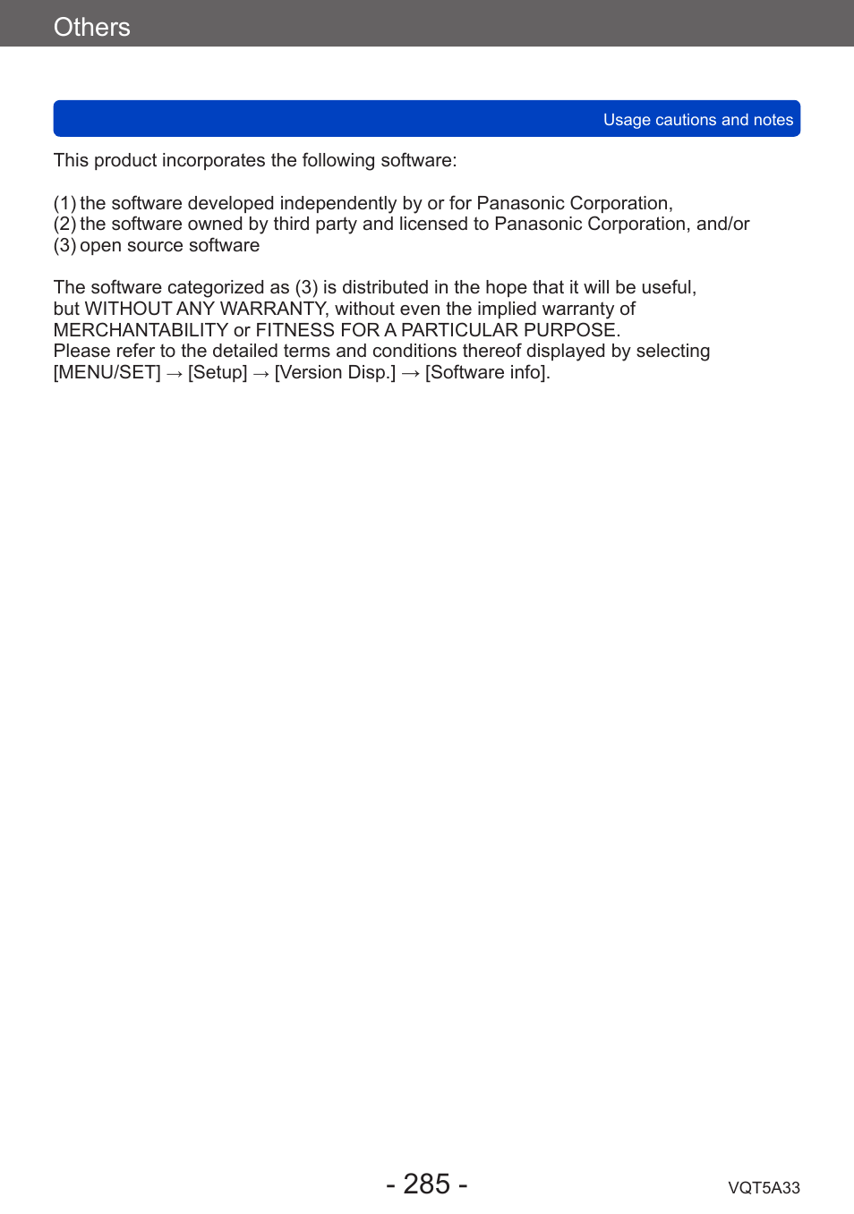 Others | Panasonic DMC-LF1W User Manual | Page 285 / 285