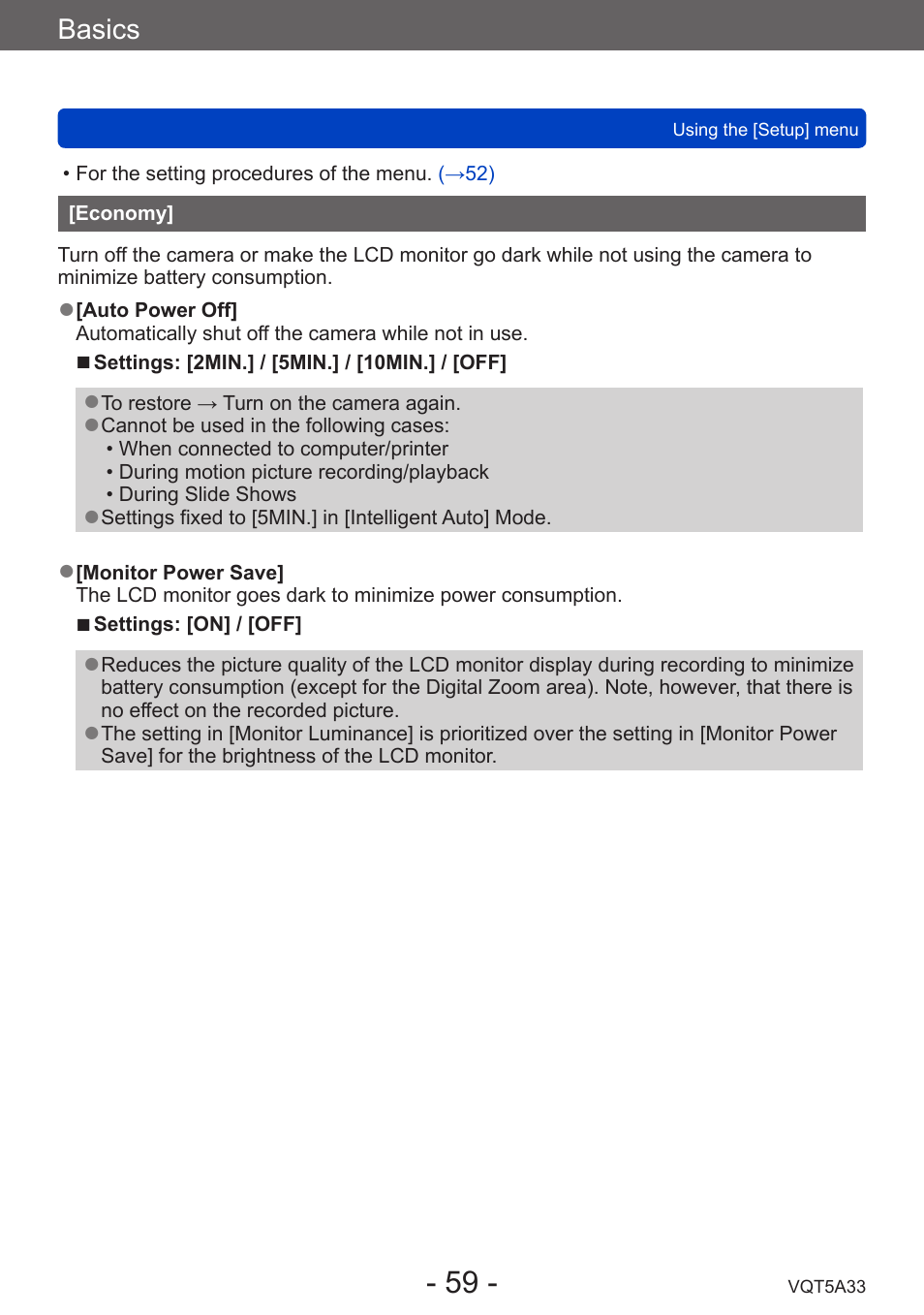 Economy | Panasonic DMC-LF1W User Manual | Page 59 / 285