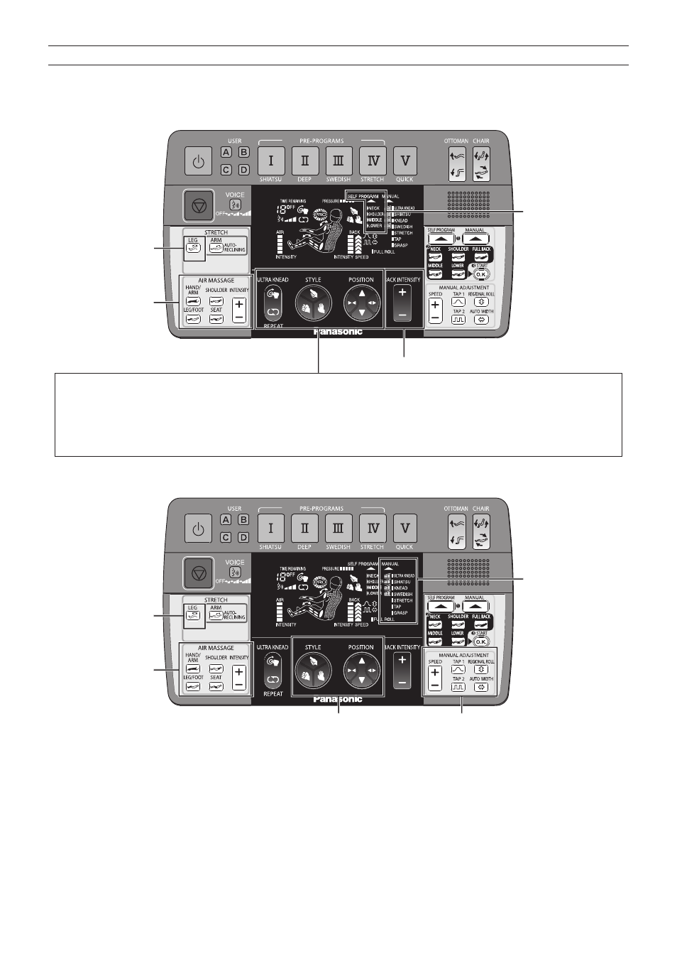 Settings that can be saved, For pre-program, quick massage, and self-program, For manual operation | Panasonic EP30007KX User Manual | Page 7 / 33