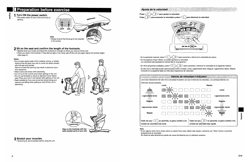 Notes, Stretch your muscles, I preparation before exercise | Panasonic EU7805K User Manual | Page 10 / 23