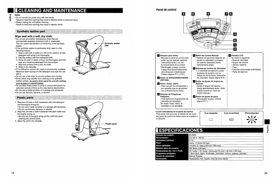 Notes, Plastic parts, Cleaning and maintenance | Panasonic EU7805K User Manual | Page 20 / 23