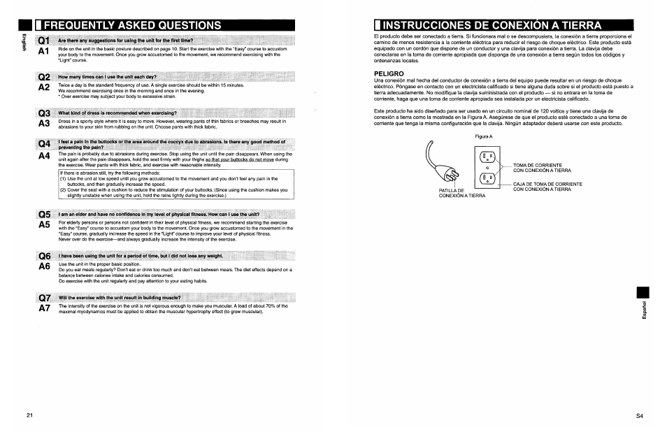 Q2 how many times can i use the unit each day, What kind of dress is recommended when exercising, Frequently asked questions q1 | Q3 a3, Q5 a5, Q6 a6, Q7 a7 | Panasonic EU7805K User Manual | Page 22 / 23