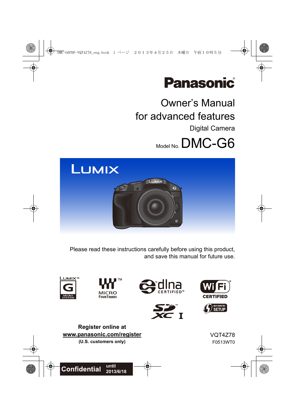 Panasonic DMC-G6KK User Manual | 356 pages