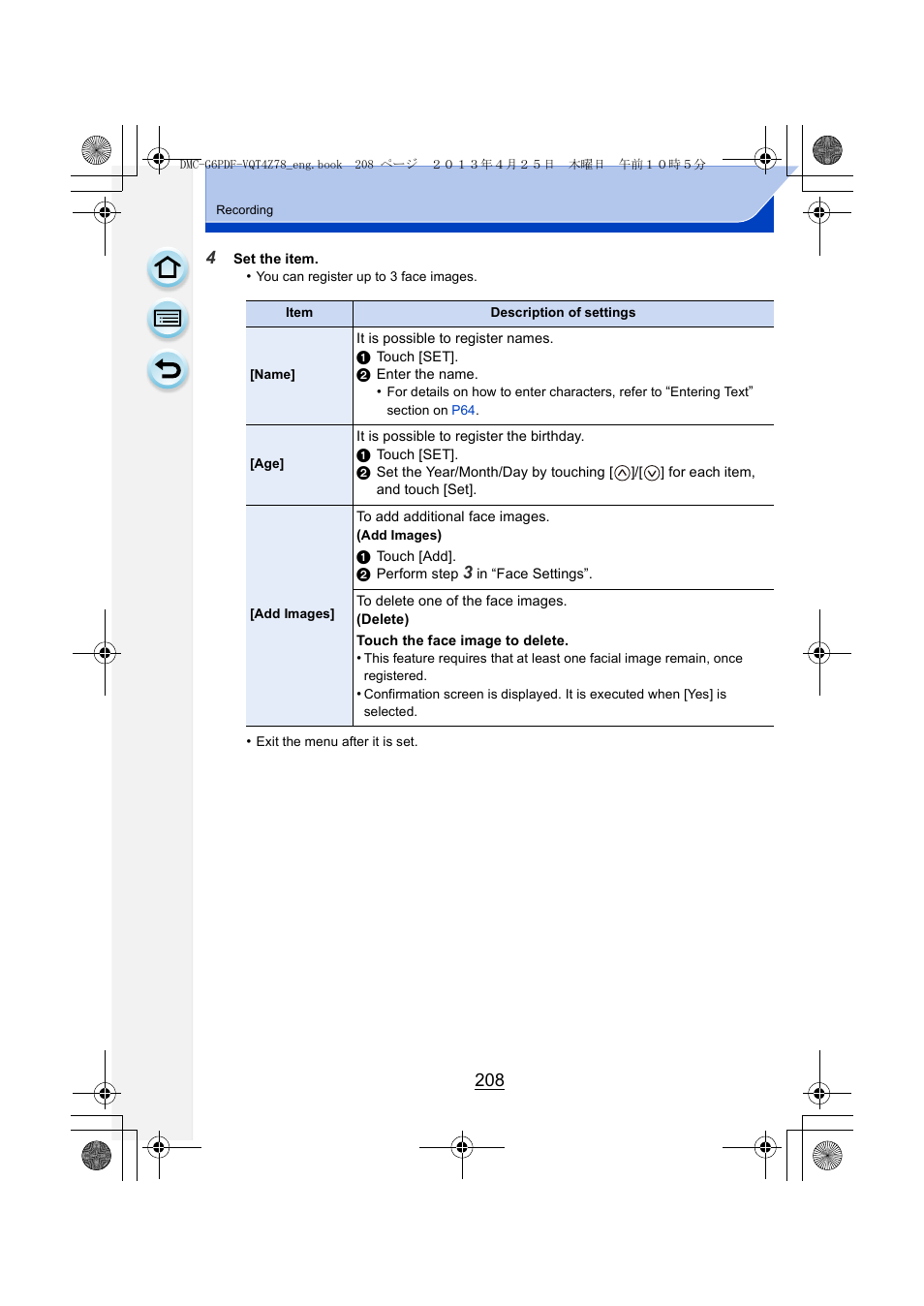 Panasonic DMC-G6KK User Manual | Page 208 / 356