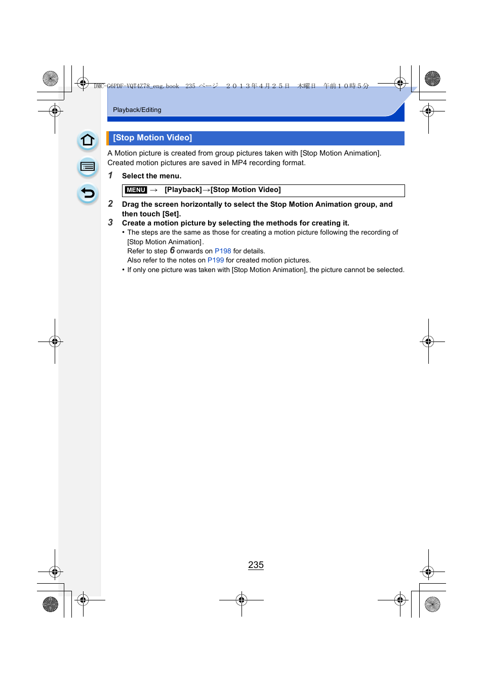 Stop motion video, P235) | Panasonic DMC-G6KK User Manual | Page 235 / 356