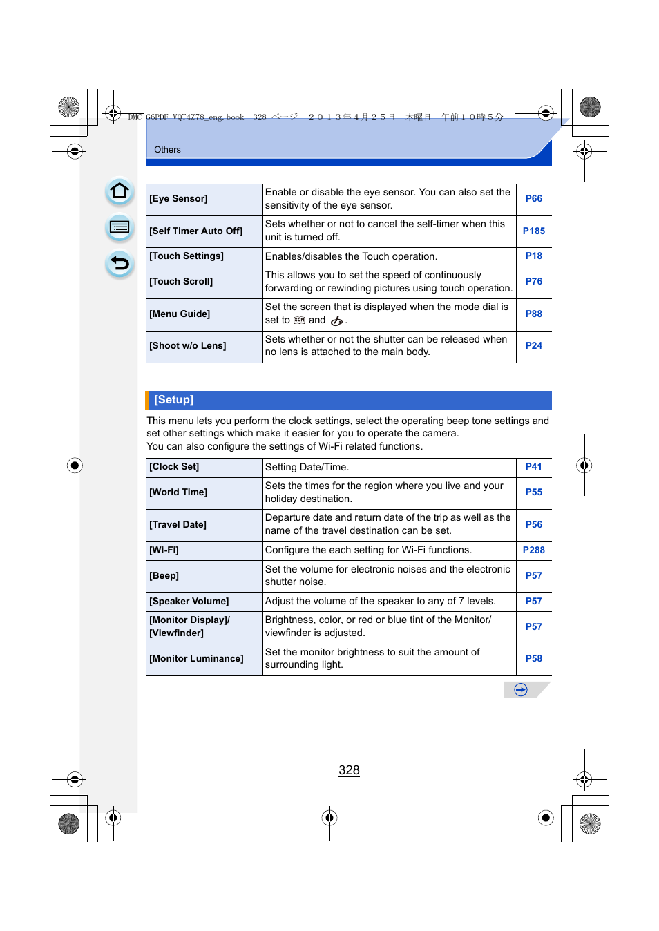 Setup, P328 | Panasonic DMC-G6KK User Manual | Page 328 / 356