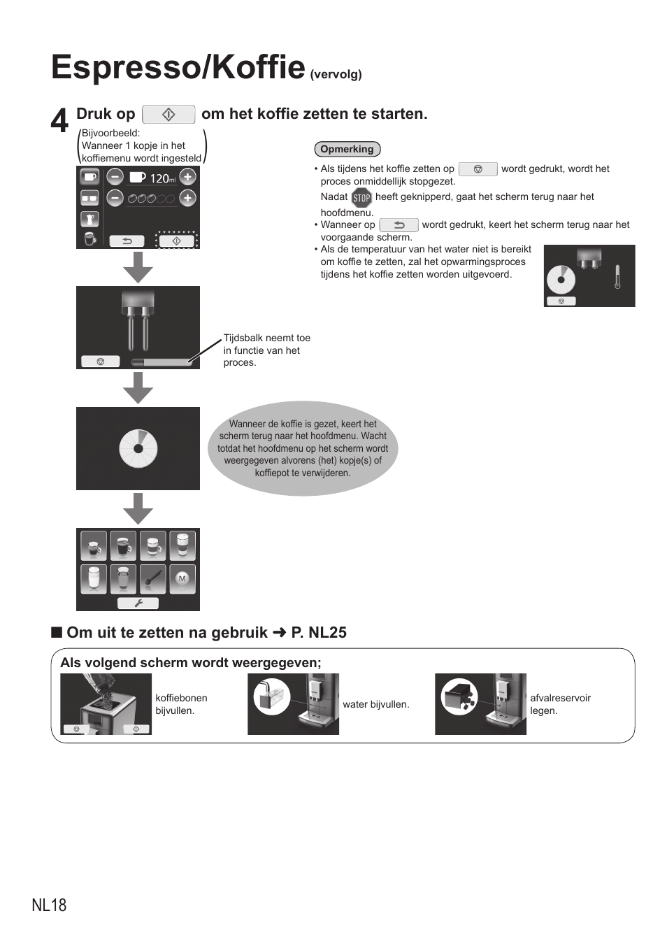 Espresso/koffie, Nl18 | Panasonic NCZA1 User Manual | Page 108 / 268