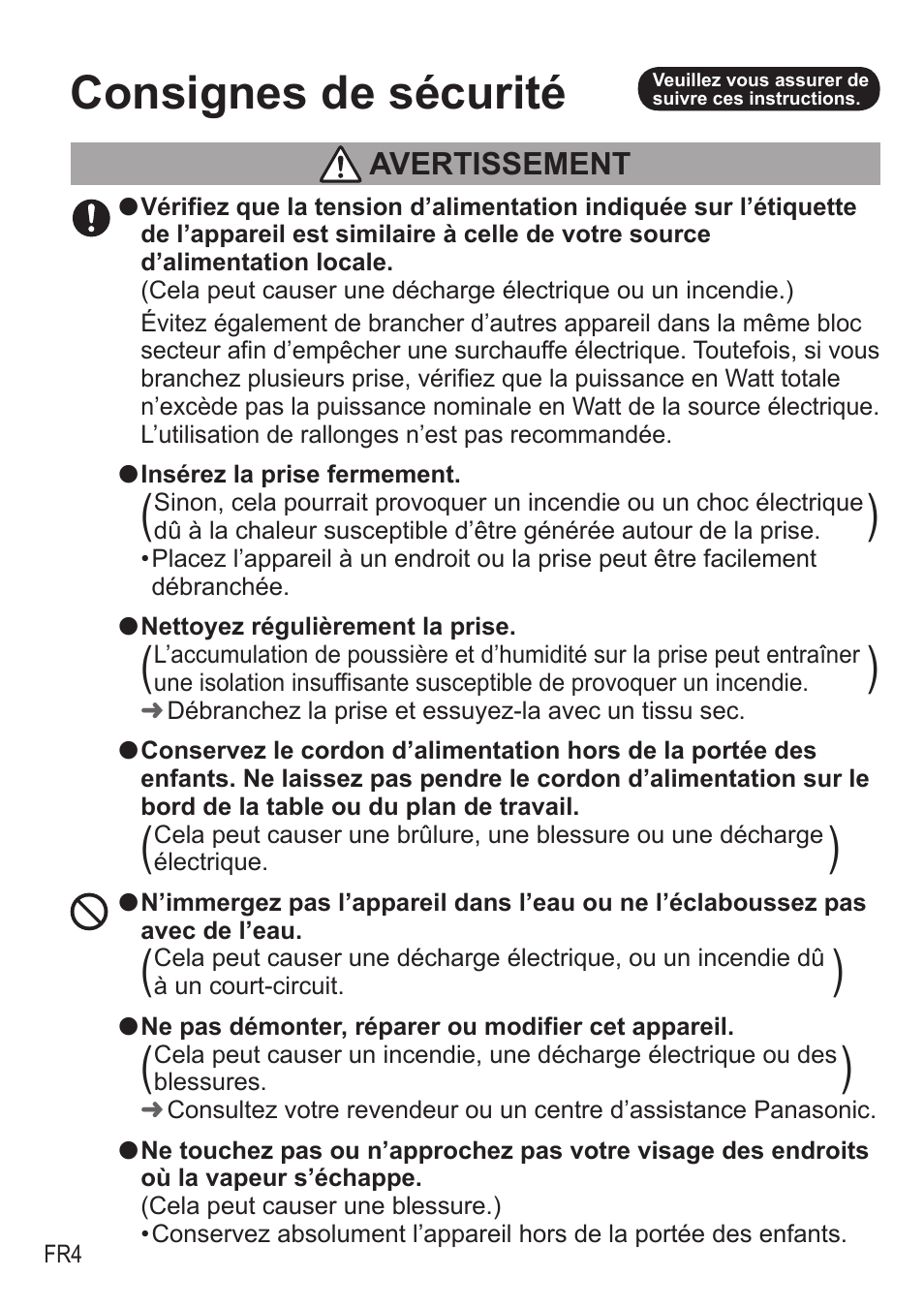 Consignes de sécurité | Panasonic NCZA1 User Manual | Page 138 / 268