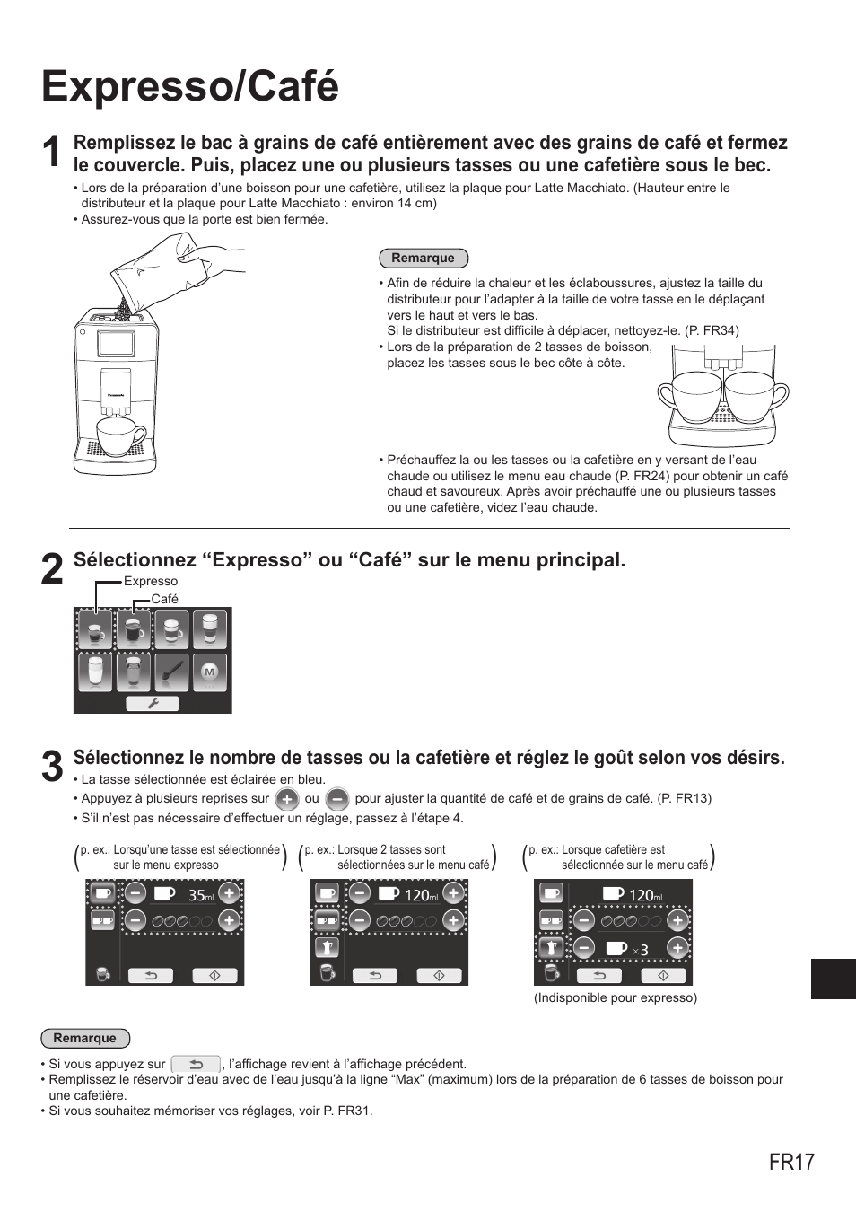 Expresso/café 1, Fr17 | Panasonic NCZA1 User Manual | Page 151 / 268