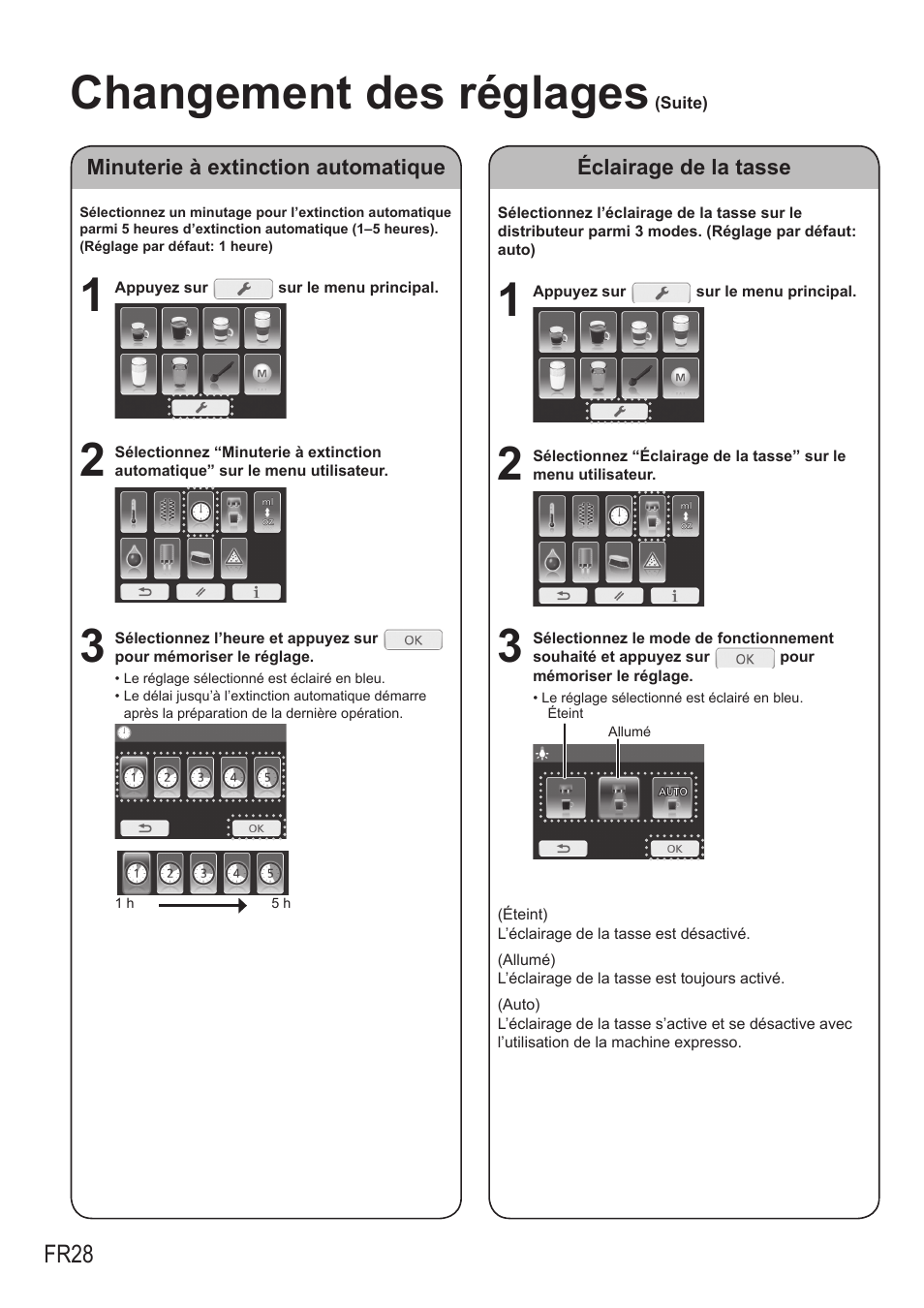 Changement des réglages, Fr28 | Panasonic NCZA1 User Manual | Page 162 / 268