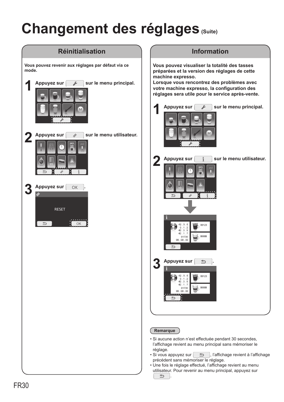 Changement des réglages, Fr30 | Panasonic NCZA1 User Manual | Page 164 / 268