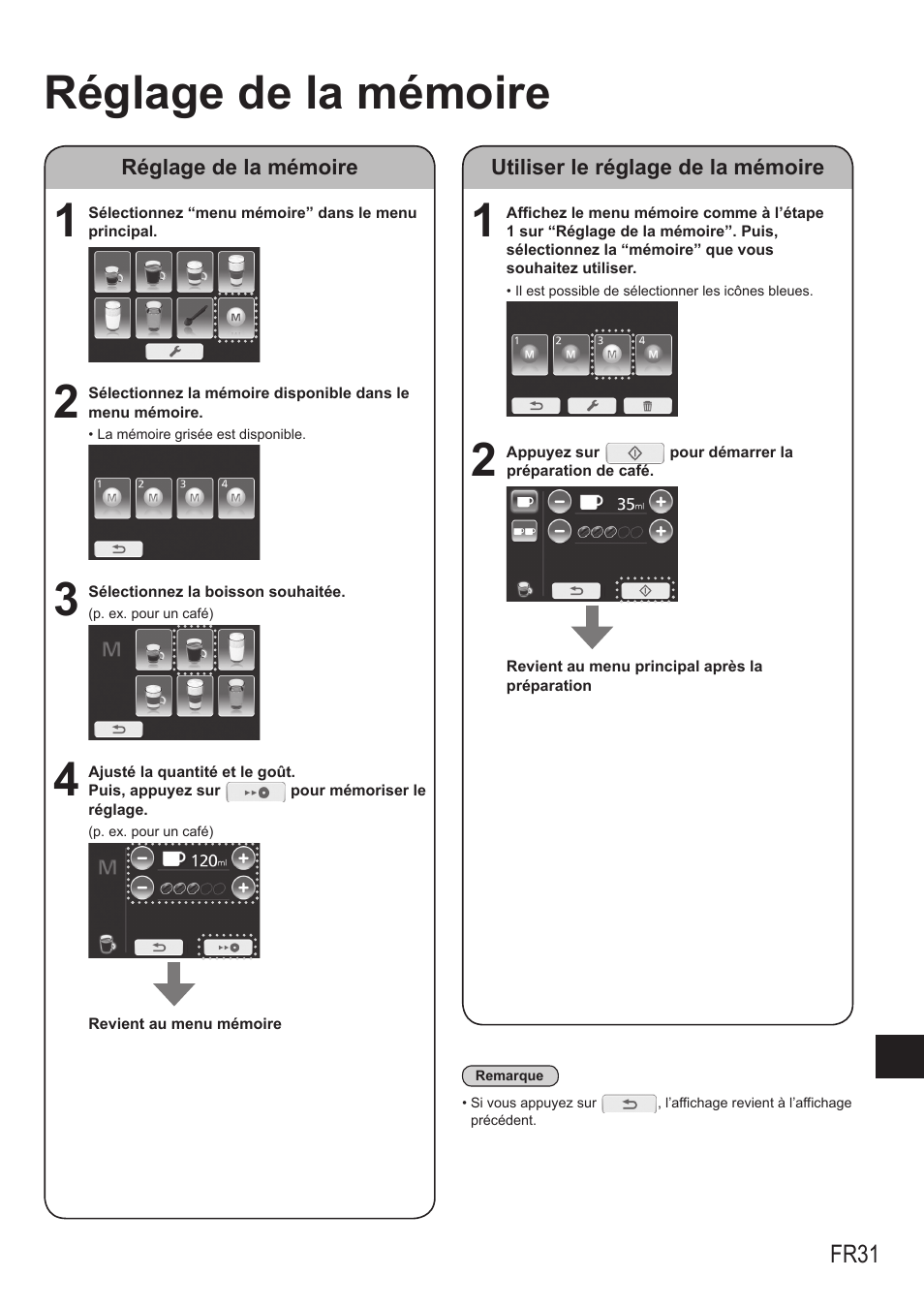 Réglage de la mémoire | Panasonic NCZA1 User Manual | Page 165 / 268