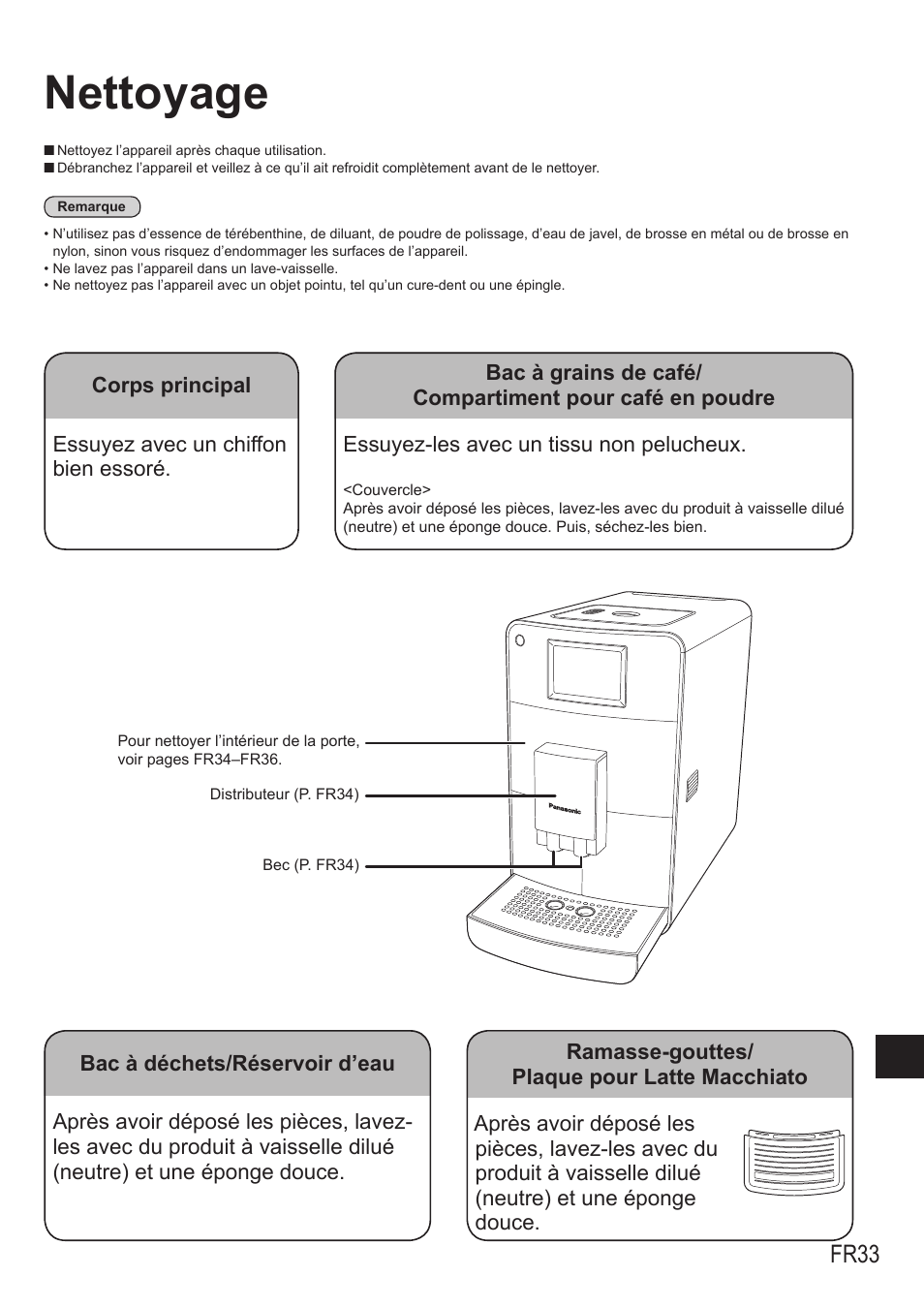 Nettoyage, Fr33 | Panasonic NCZA1 User Manual | Page 167 / 268