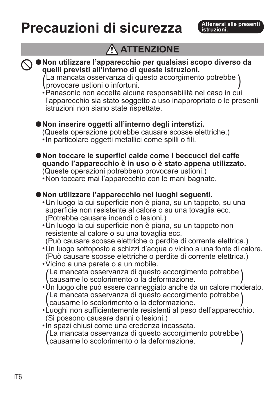 Precauzioni di sicurezza | Panasonic NCZA1 User Manual | Page 184 / 268