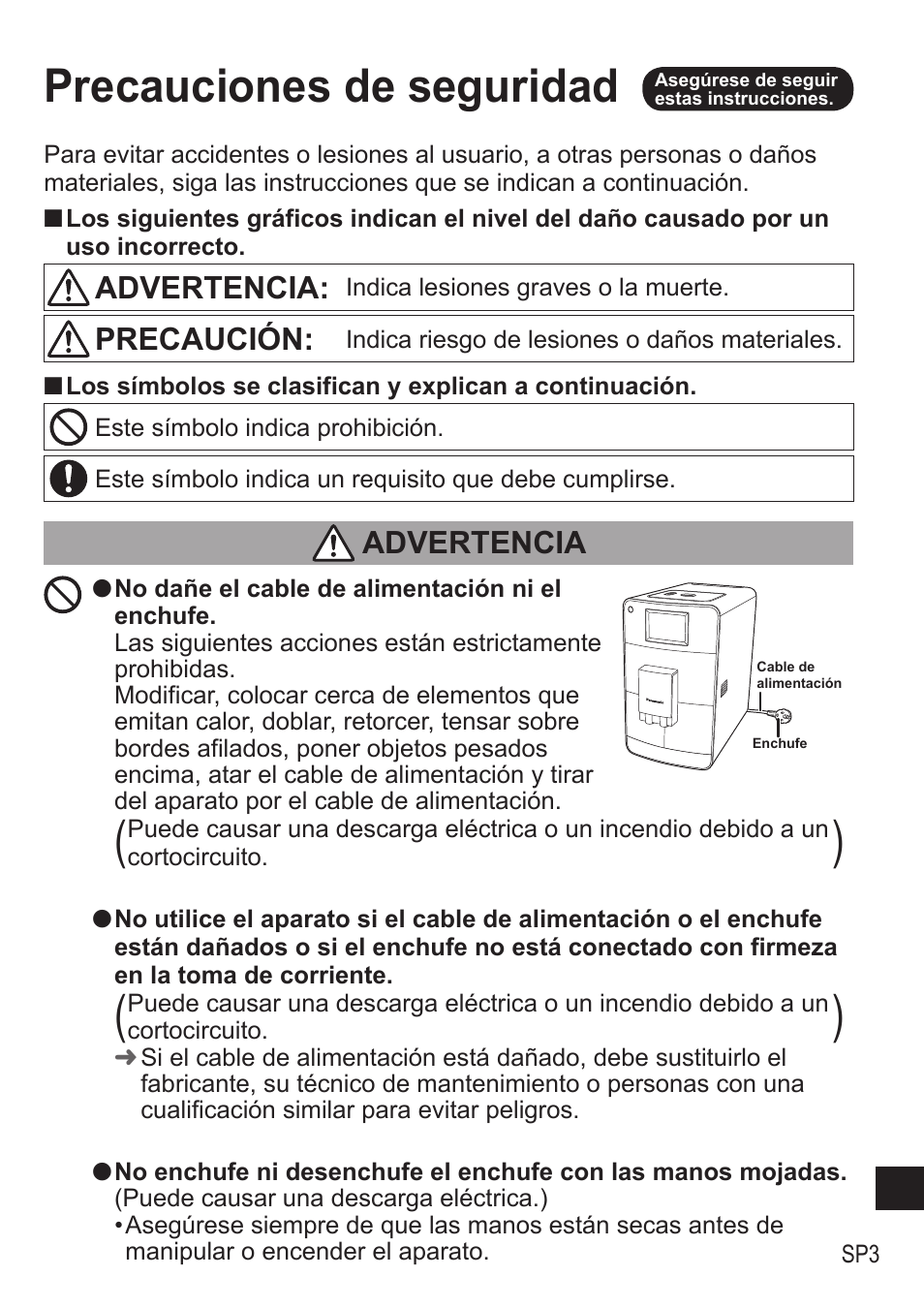 Precauciones de seguridad, Advertencia, Precaución | Panasonic NCZA1 User Manual | Page 225 / 268