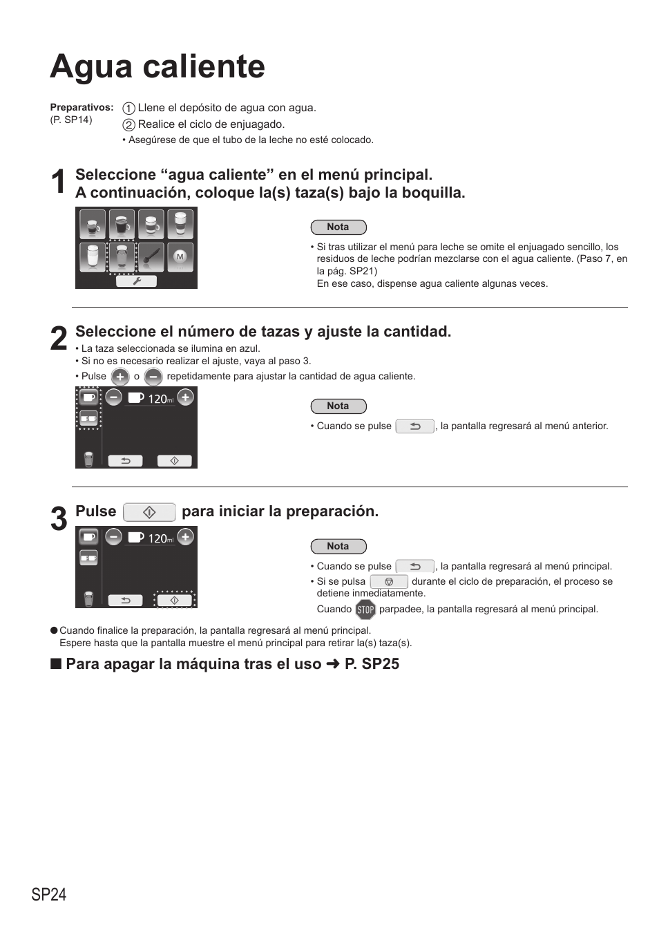 Agua caliente, Sp24 | Panasonic NCZA1 User Manual | Page 246 / 268