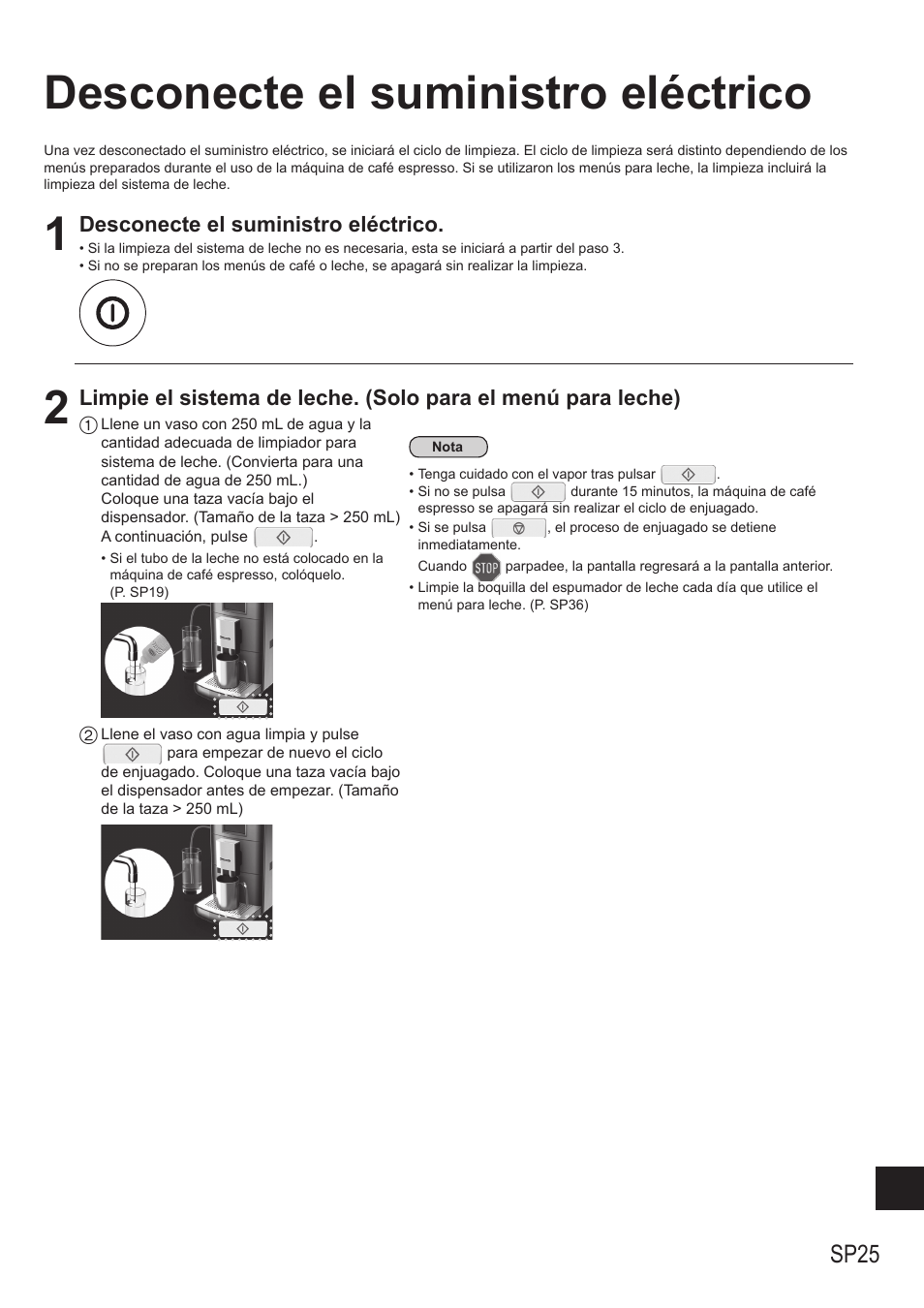 Desconecte el suministro eléctrico, Sp25 | Panasonic NCZA1 User Manual | Page 247 / 268