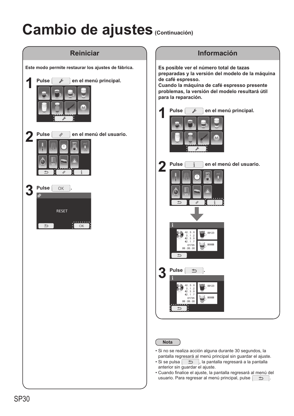 Cambio de ajustes | Panasonic NCZA1 User Manual | Page 252 / 268