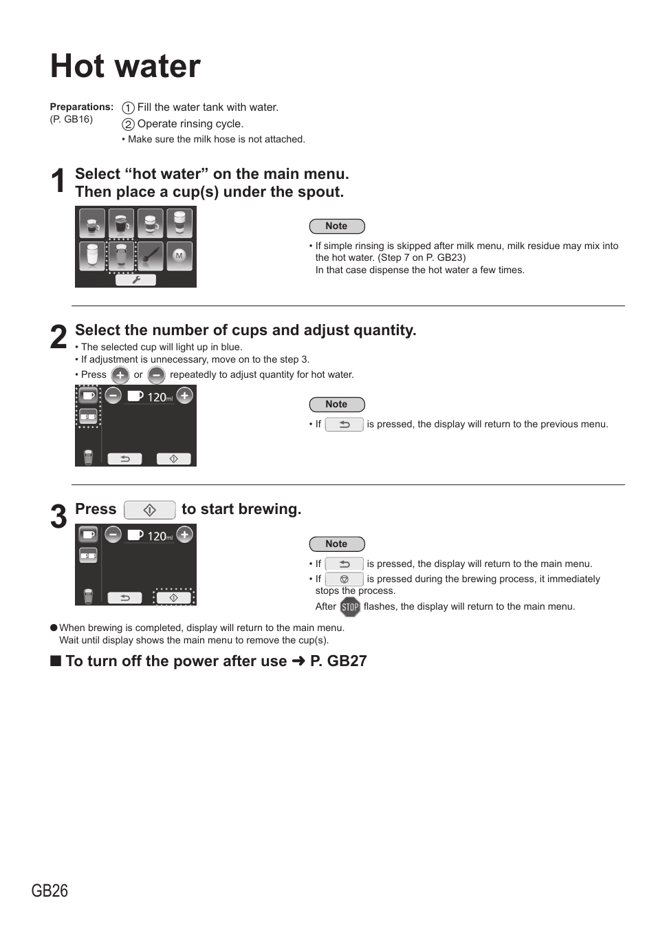 Hot water, Gb26 | Panasonic NCZA1 User Manual | Page 26 / 268