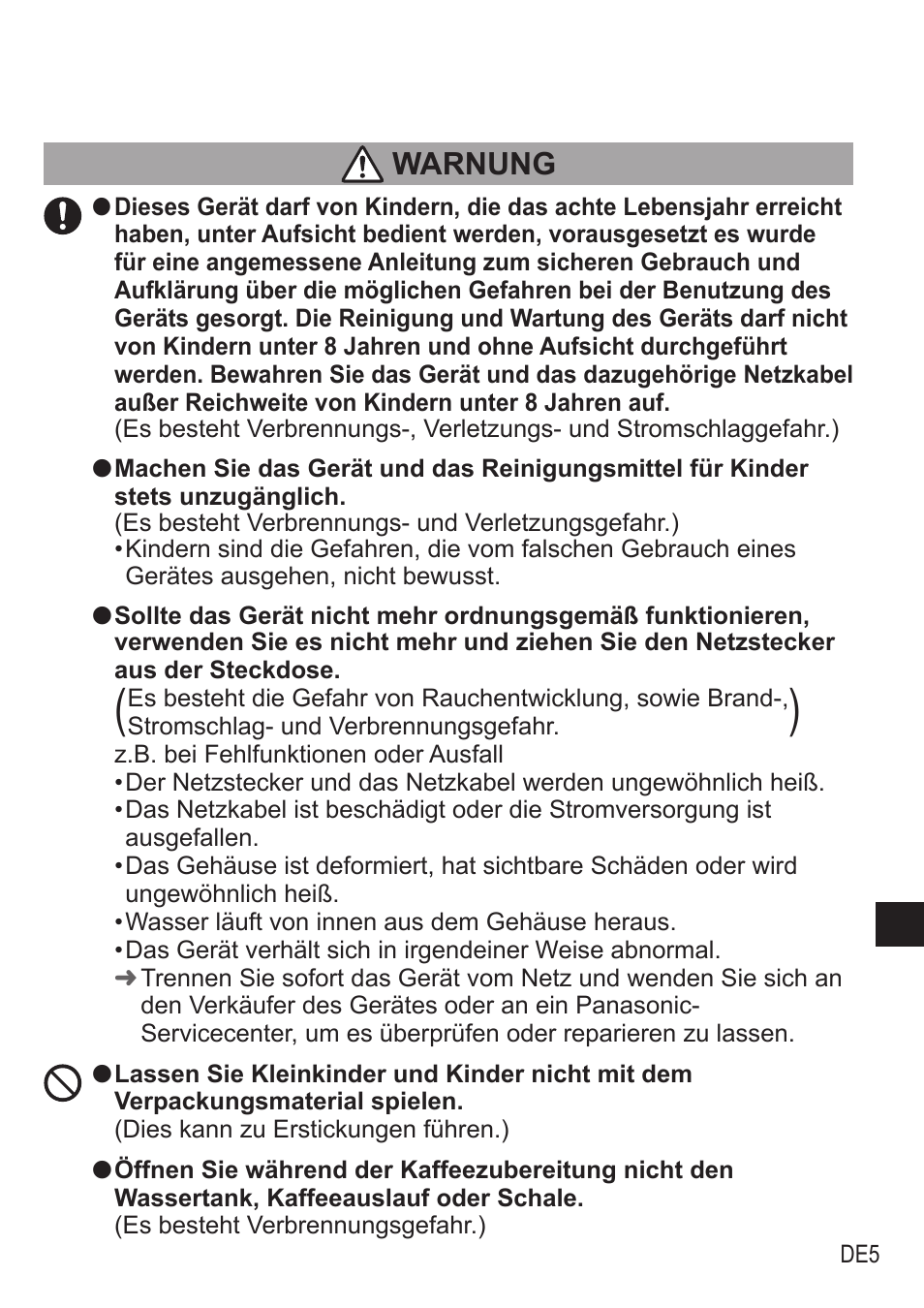 Warnung | Panasonic NCZA1 User Manual | Page 51 / 268