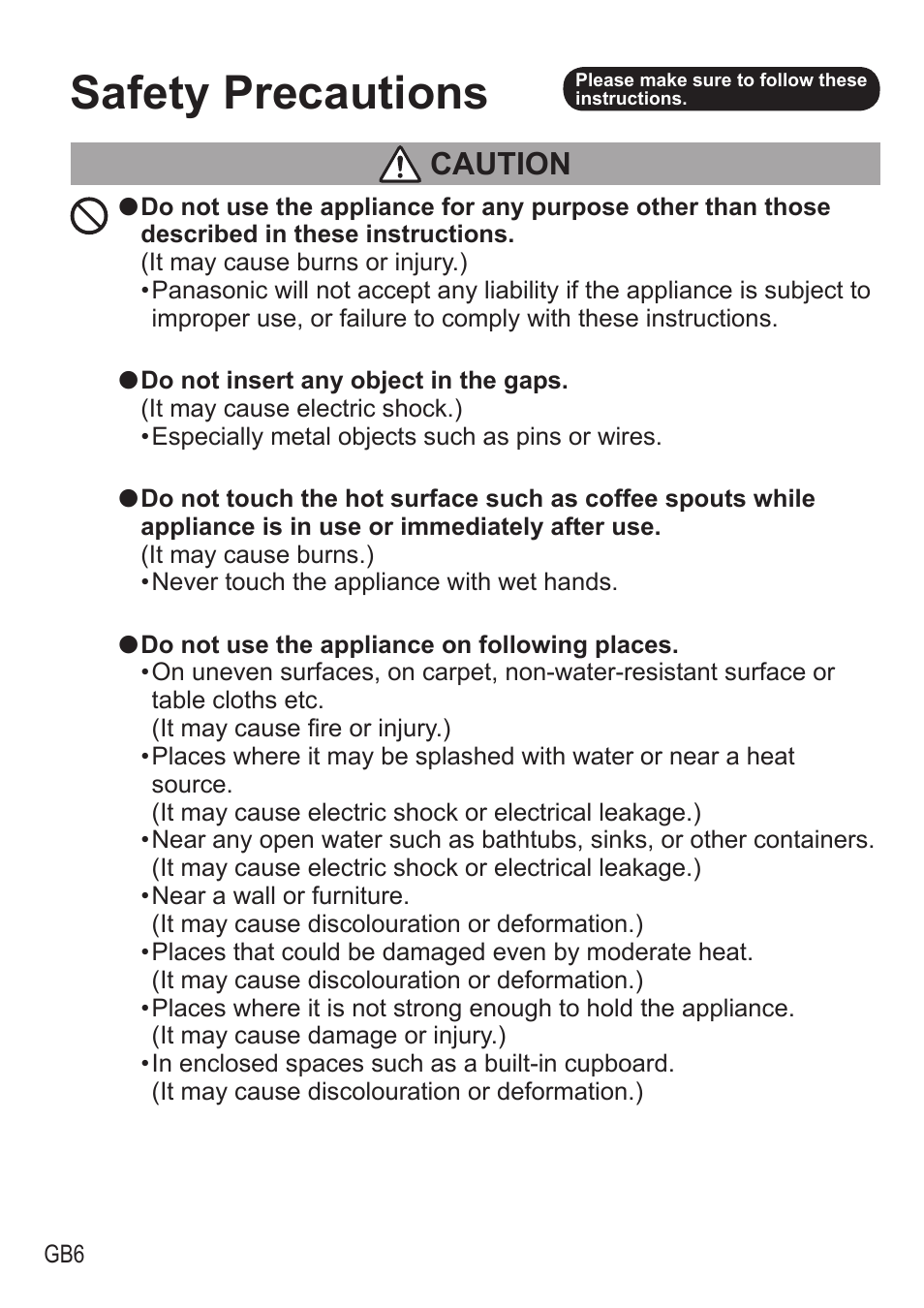 Safety precautions, Caution | Panasonic NCZA1 User Manual | Page 6 / 268