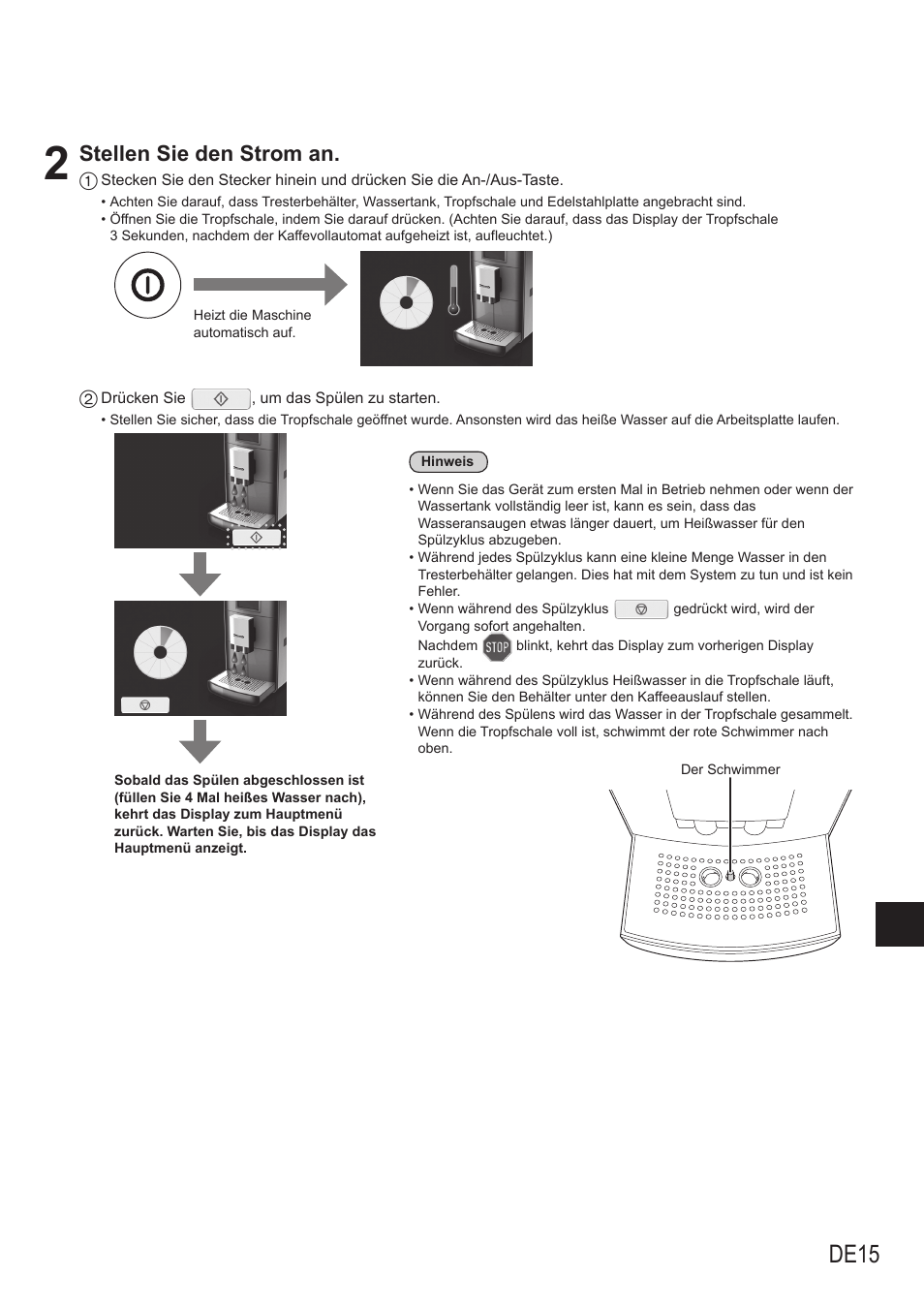 De15, Stellen sie den strom an | Panasonic NCZA1 User Manual | Page 61 / 268