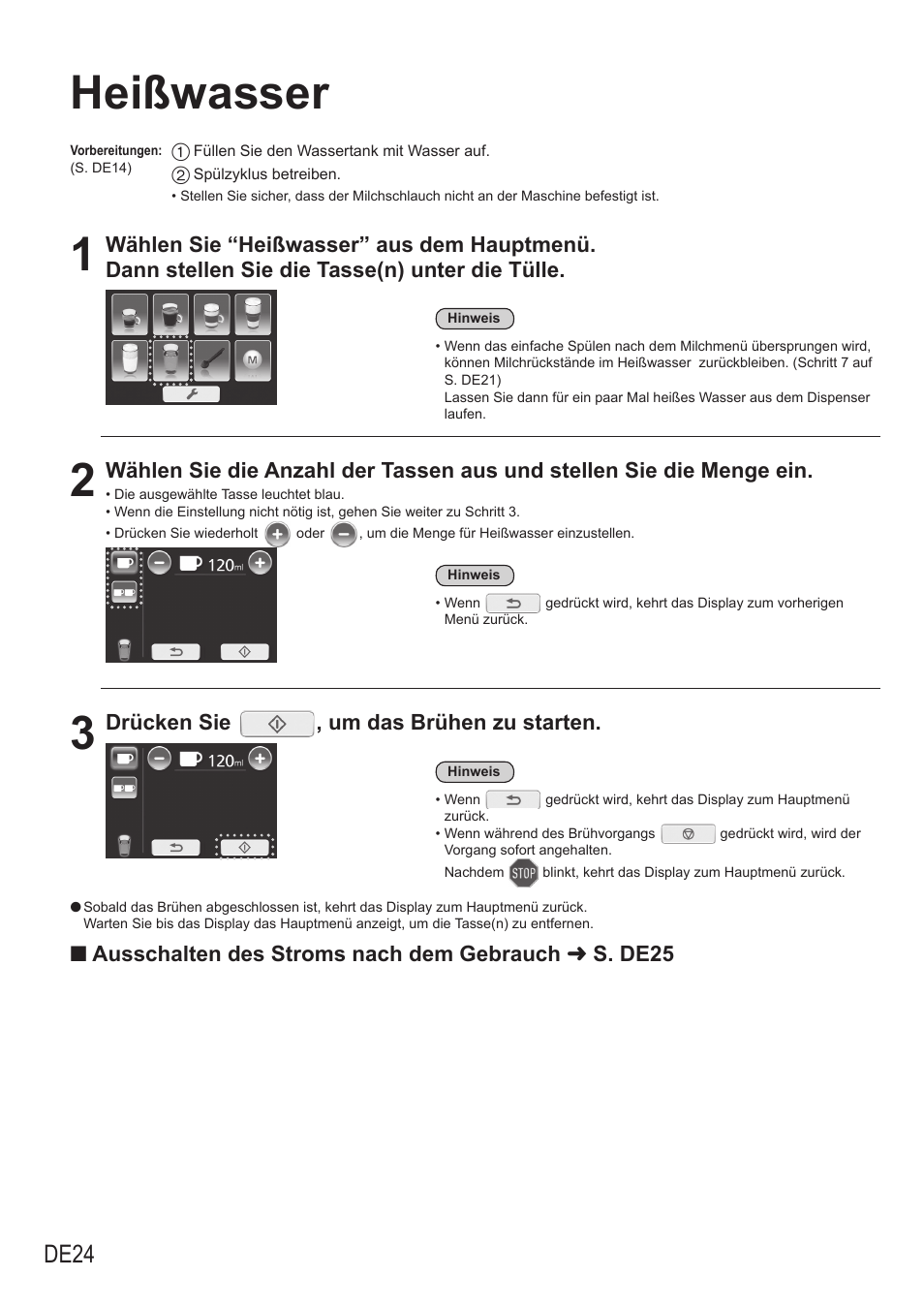 Heißwasser, De24 | Panasonic NCZA1 User Manual | Page 70 / 268