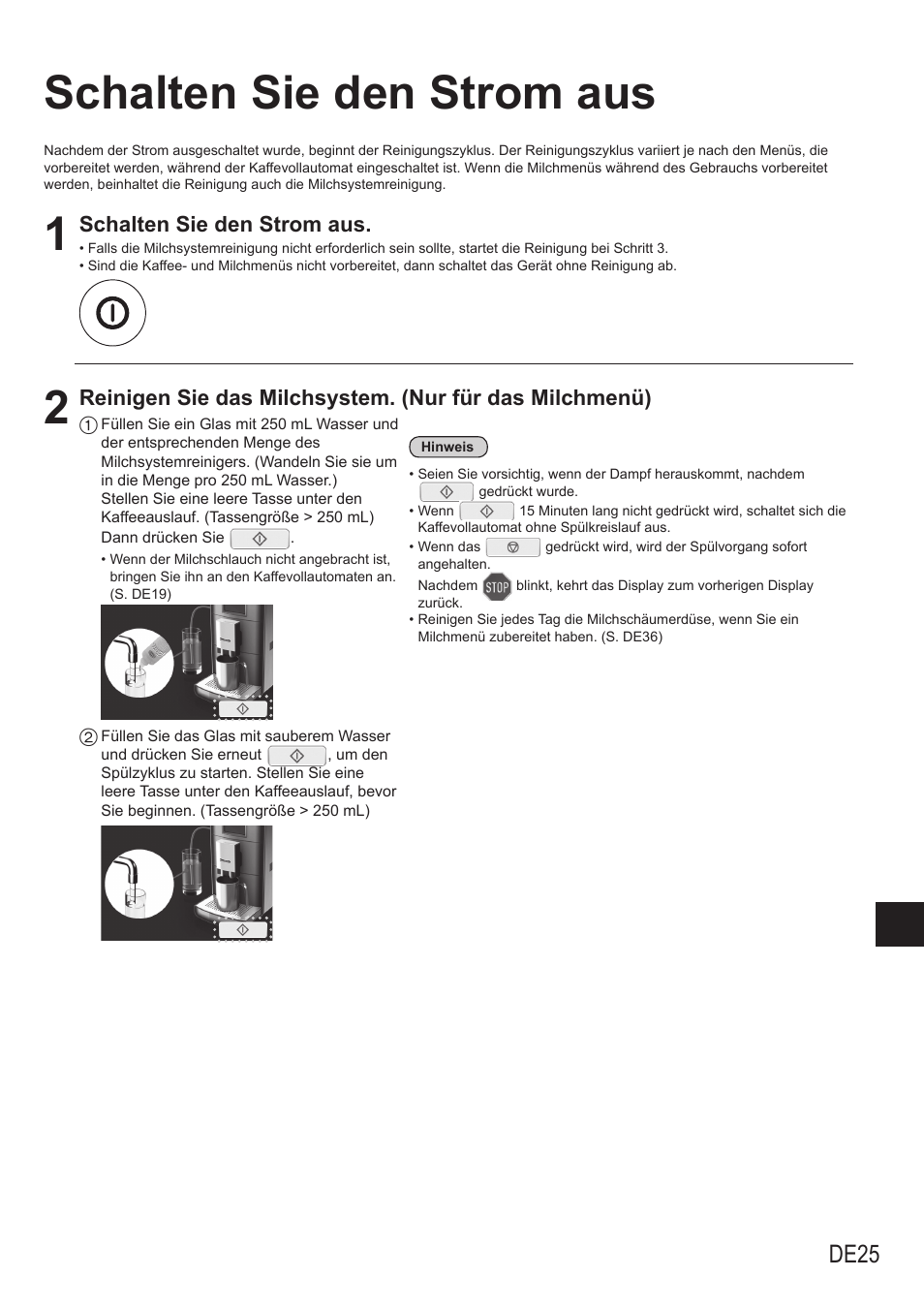 Schalten sie den strom aus, De25 | Panasonic NCZA1 User Manual | Page 71 / 268