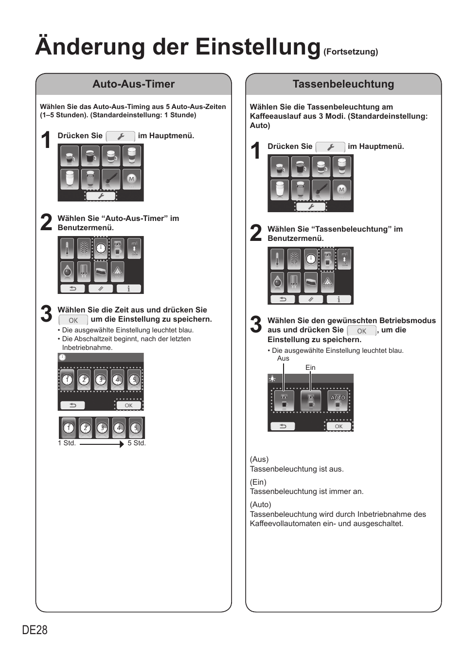 Änderung der einstellung, De28 | Panasonic NCZA1 User Manual | Page 74 / 268