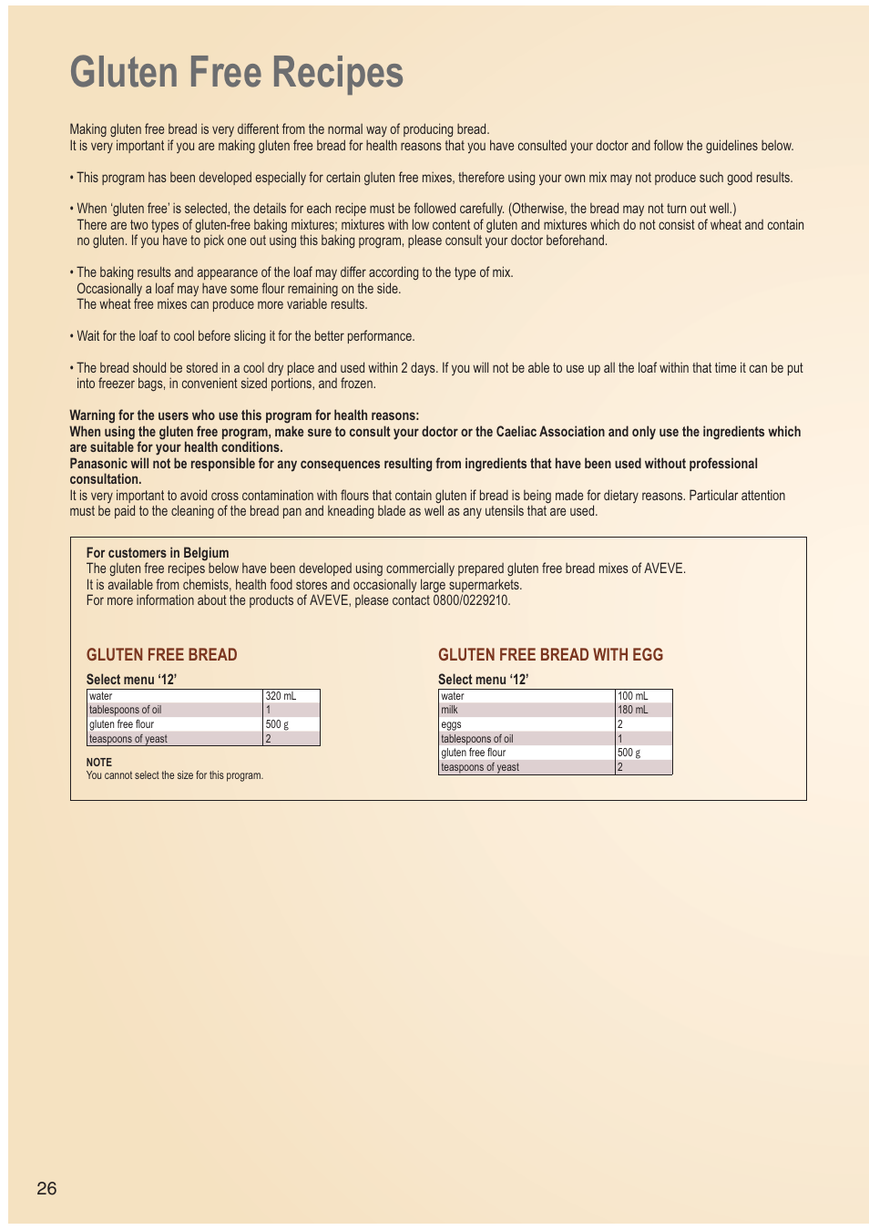 Gluten free recipes, Gluten free bread, Gluten free bread with egg | Panasonic SDZB2502BXA User Manual | Page 26 / 200