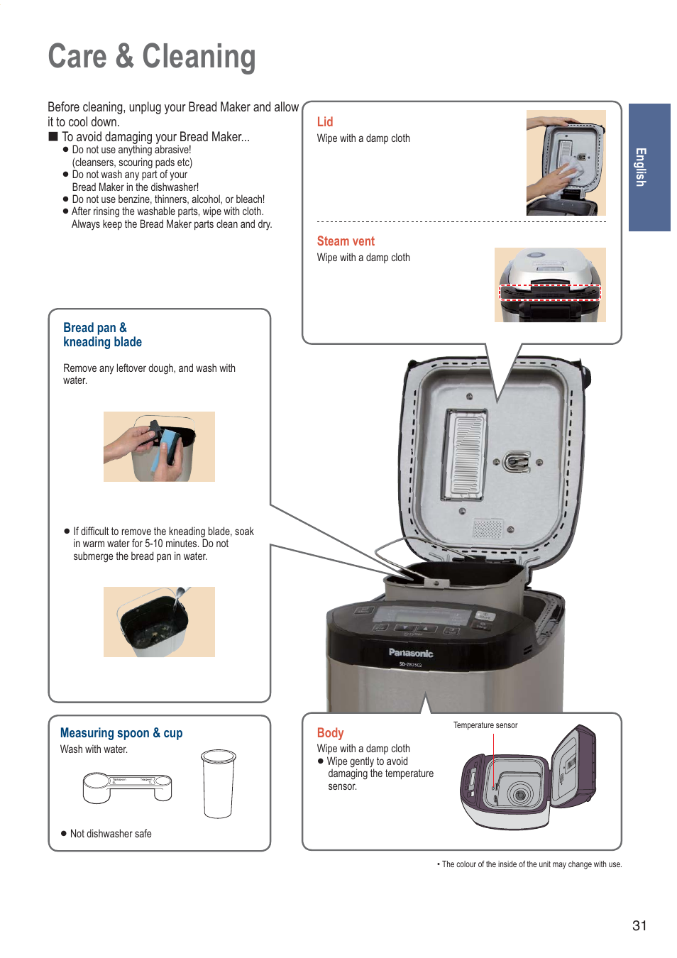 Care & cleaning | Panasonic SDZB2502BXA User Manual | Page 31 / 200
