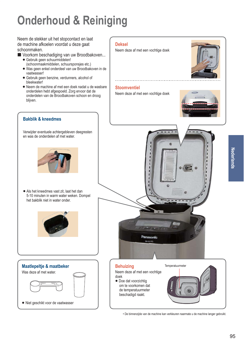 Onderhoud & reiniging | Panasonic SDZB2502BXA User Manual | Page 95 / 200