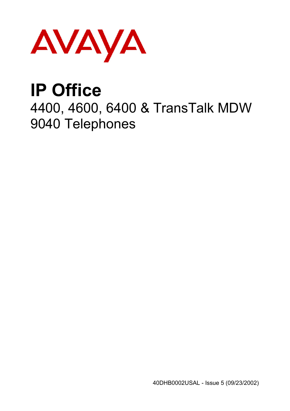 Avaya IP Office 4400 User Manual | 32 pages