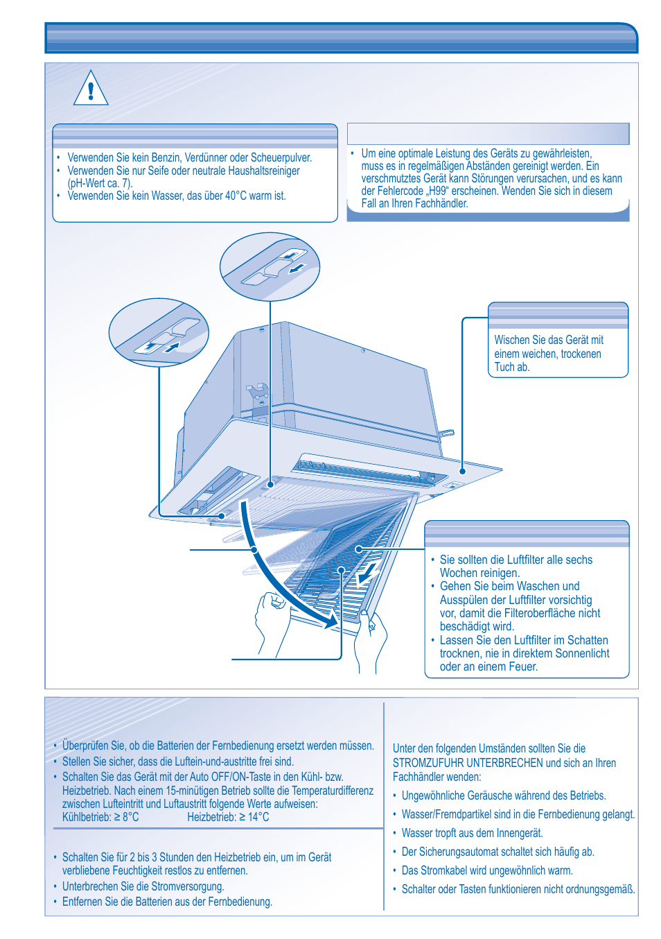 Pflege und reinigung | Panasonic CSE18HB4EA User Manual | Page 8 / 10