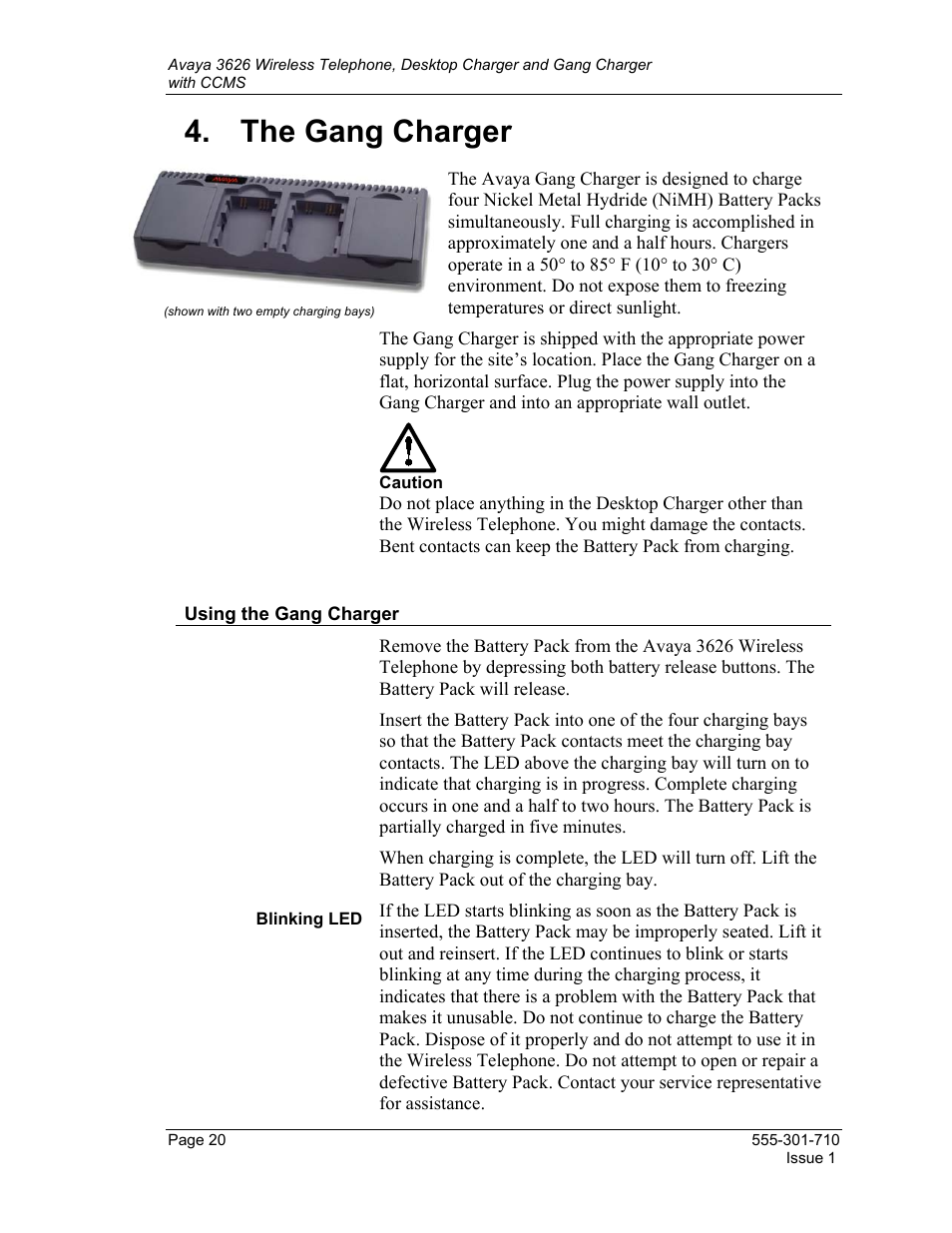 4 the gang charger, Using the gang charger, The gang charger | Avaya Desktop Charger User Manual | Page 20 / 24