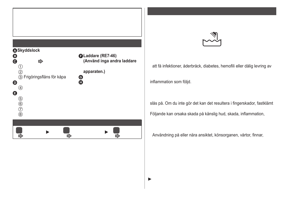 Delarnasnamn, Viktigt | Panasonic ESWD22 User Manual | Page 58 / 114