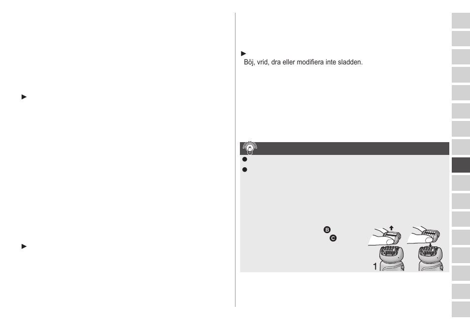 Tipsföroptimalepilering | Panasonic ESWD22 User Manual | Page 59 / 114