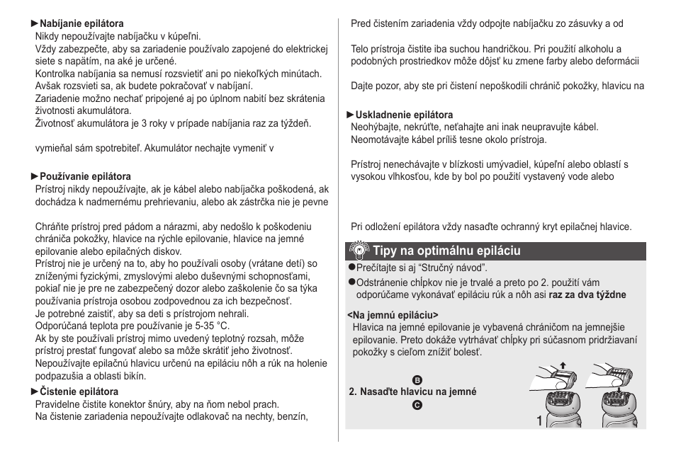 Tipy na optimálnu epiláciu | Panasonic ESWD22 User Manual | Page 90 / 114