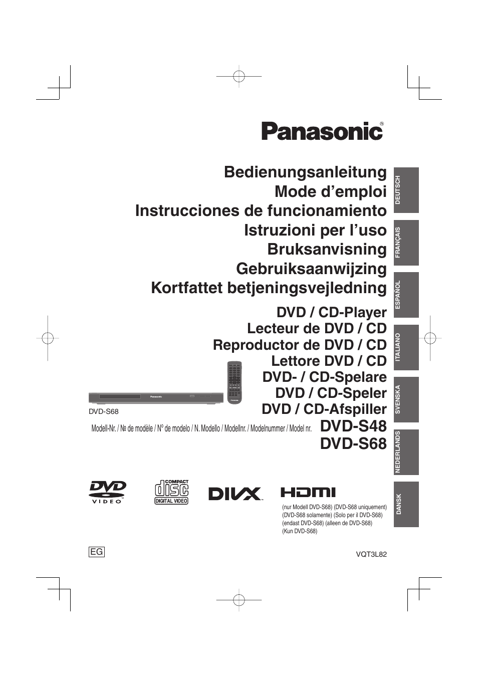 Panasonic DVDS68EG User Manual | 80 pages