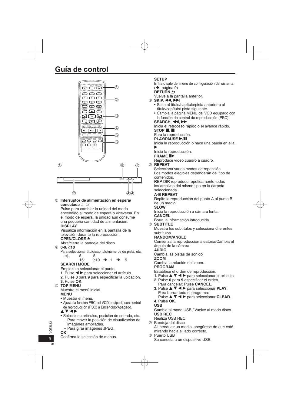 Guía de control | Panasonic DVDS68EG User Manual | Page 30 / 80