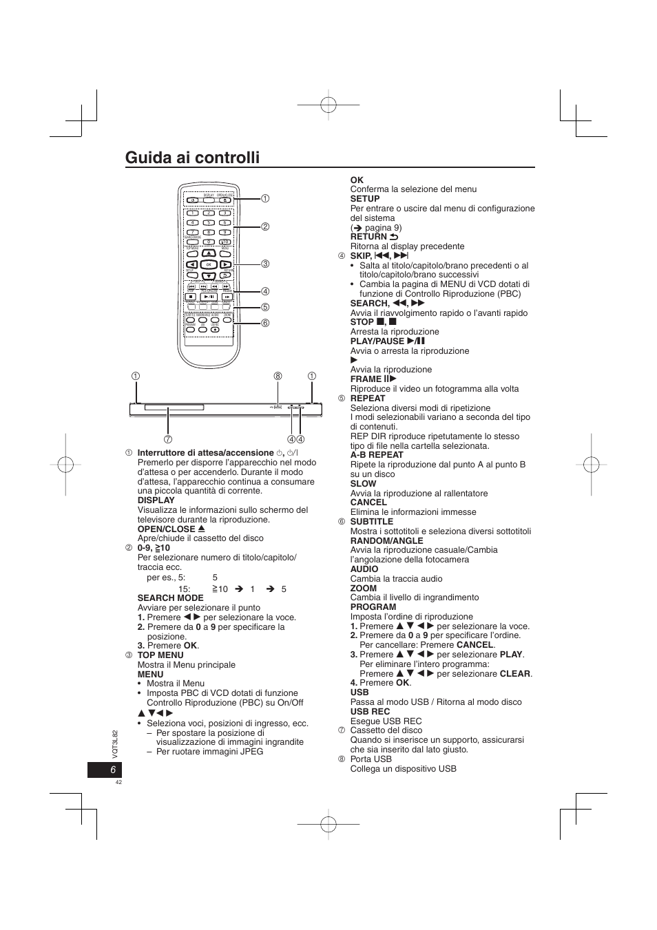 Guida ai controlli | Panasonic DVDS68EG User Manual | Page 42 / 80