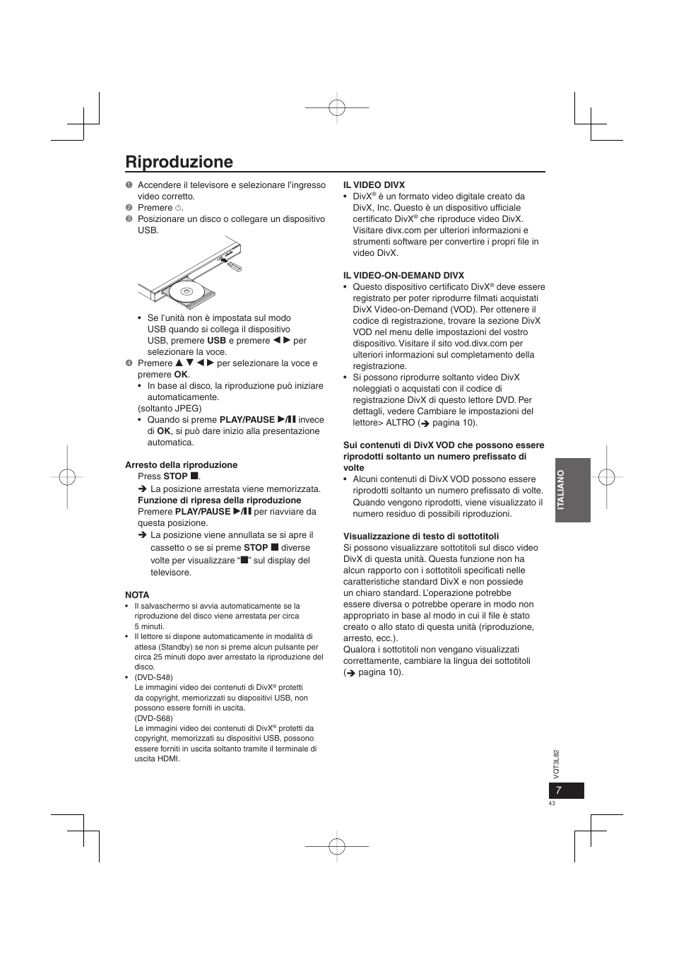 Riproduzione | Panasonic DVDS68EG User Manual | Page 43 / 80